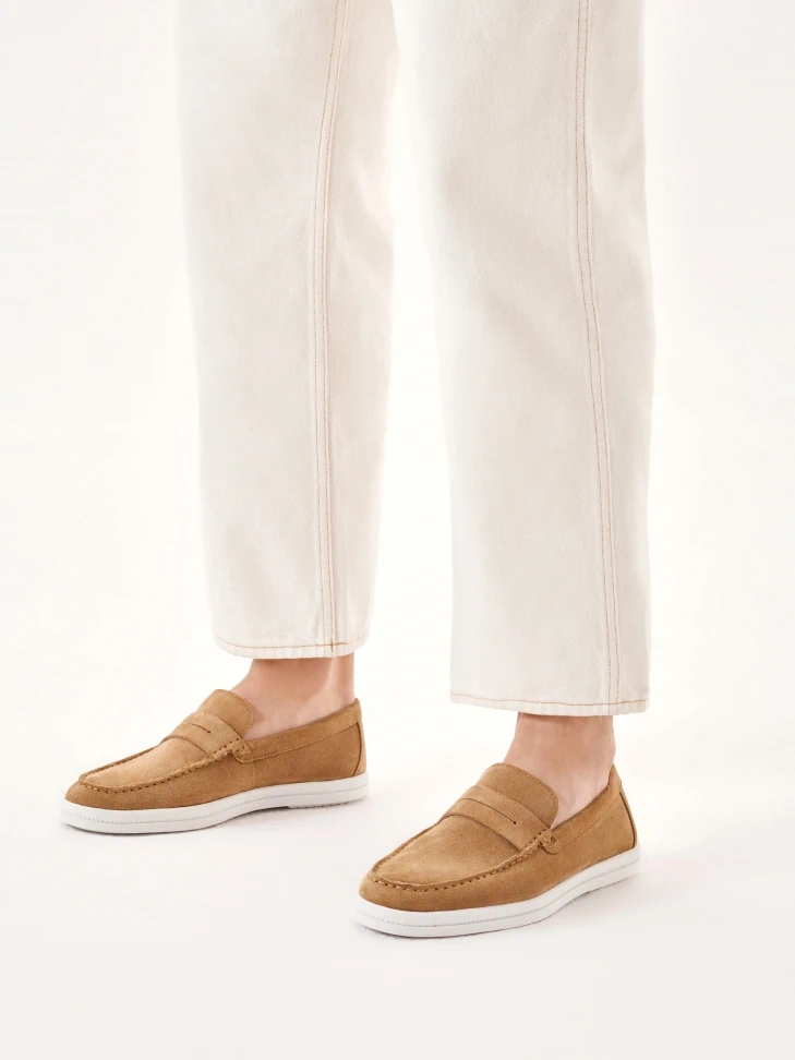 Kazar Beige Slip-on Sneakers On A White Sole