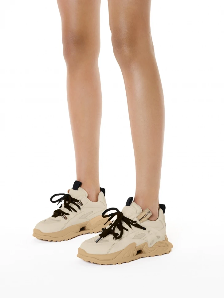 Kazar Beige Sneakers In Combined Materials