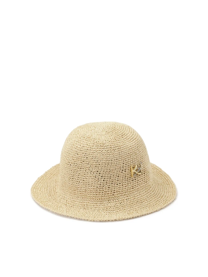 Kazar Beige Straw Hat With Monogram