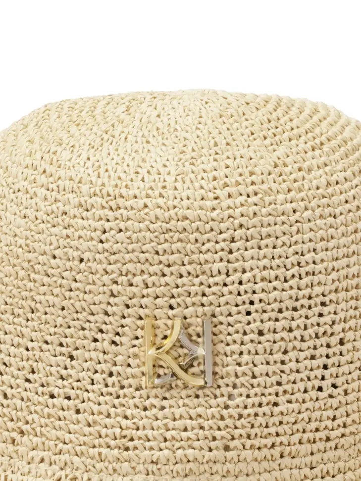 Kazar Beige Straw Hat With Monogram