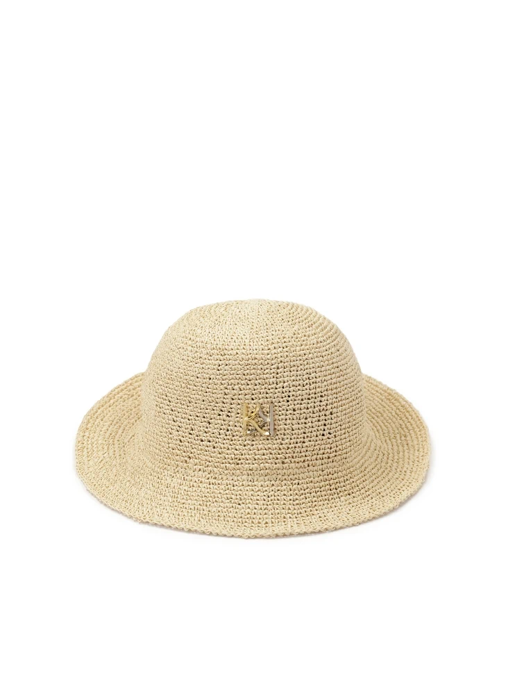 kazar Beige straw hat with monogram