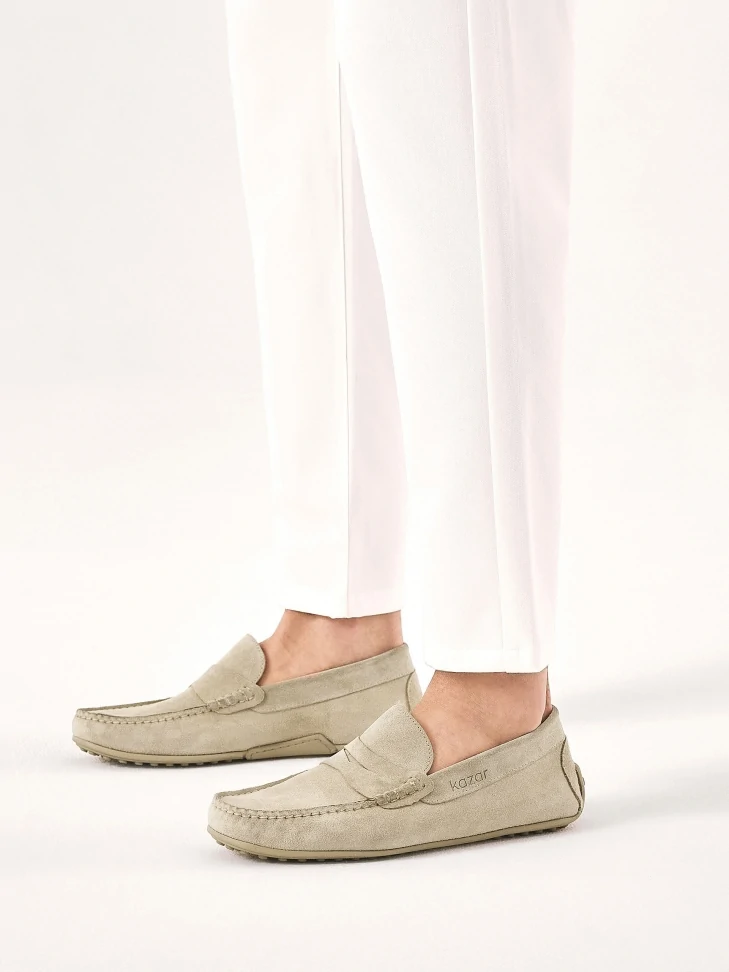 Kazar Beige Suede Moccasins