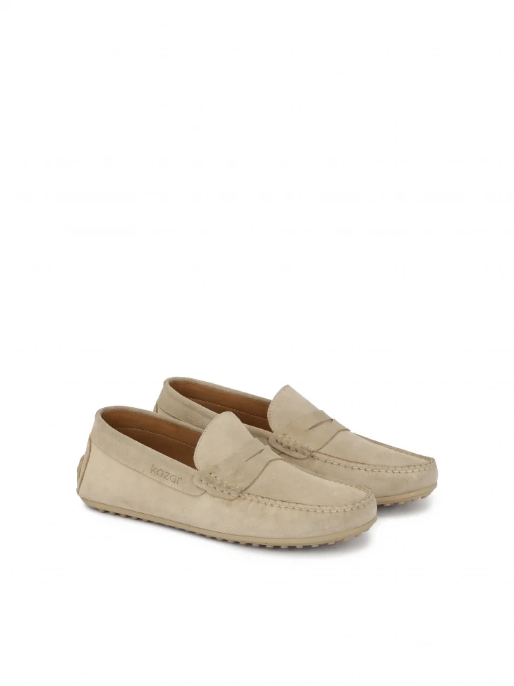 Kazar Beige Suede Moccasins