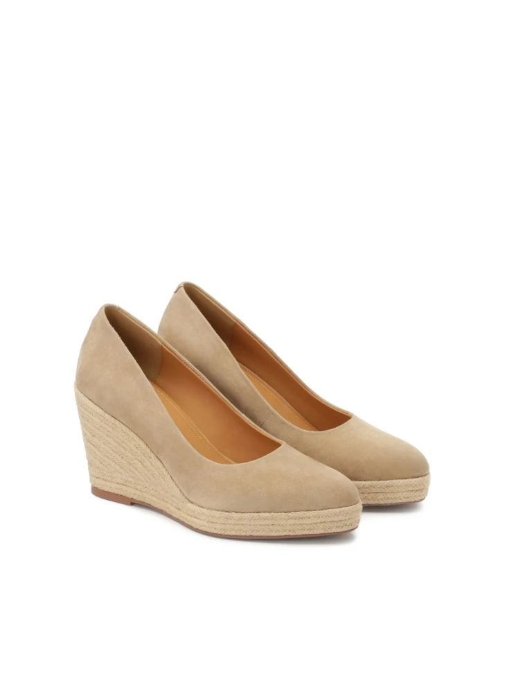 Kazar Beige Suede Pumps On A Platform Heel