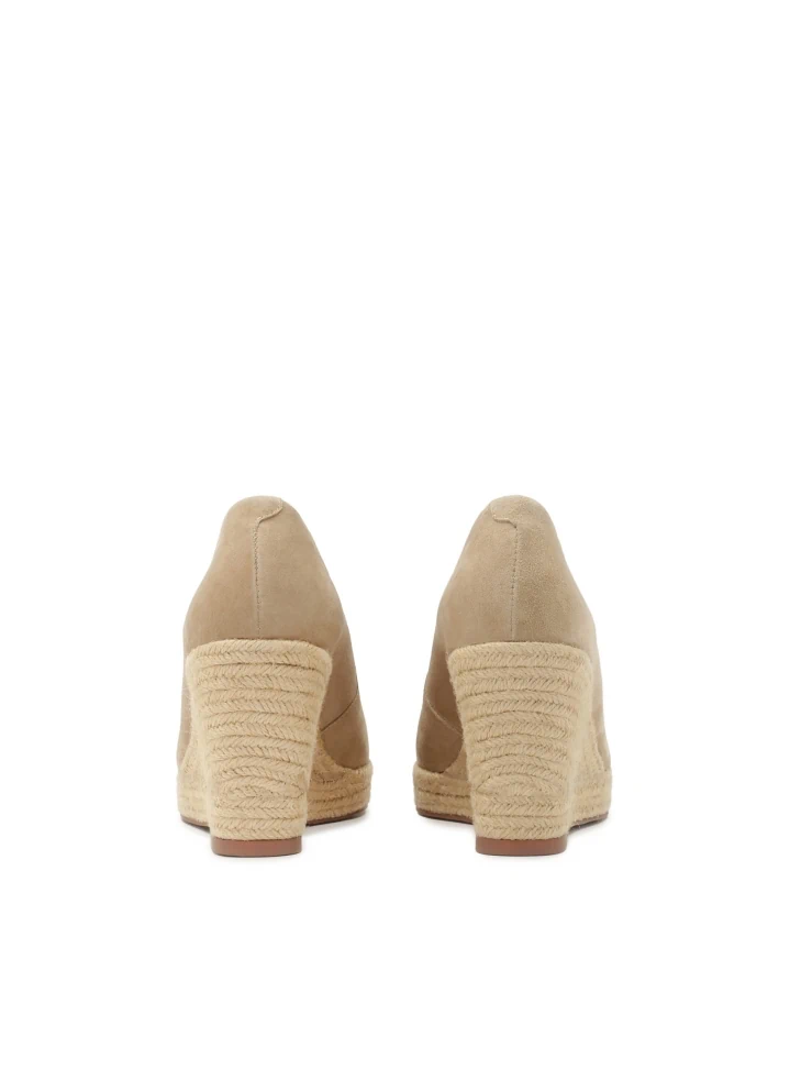 Kazar Beige Suede Pumps On A Platform Heel