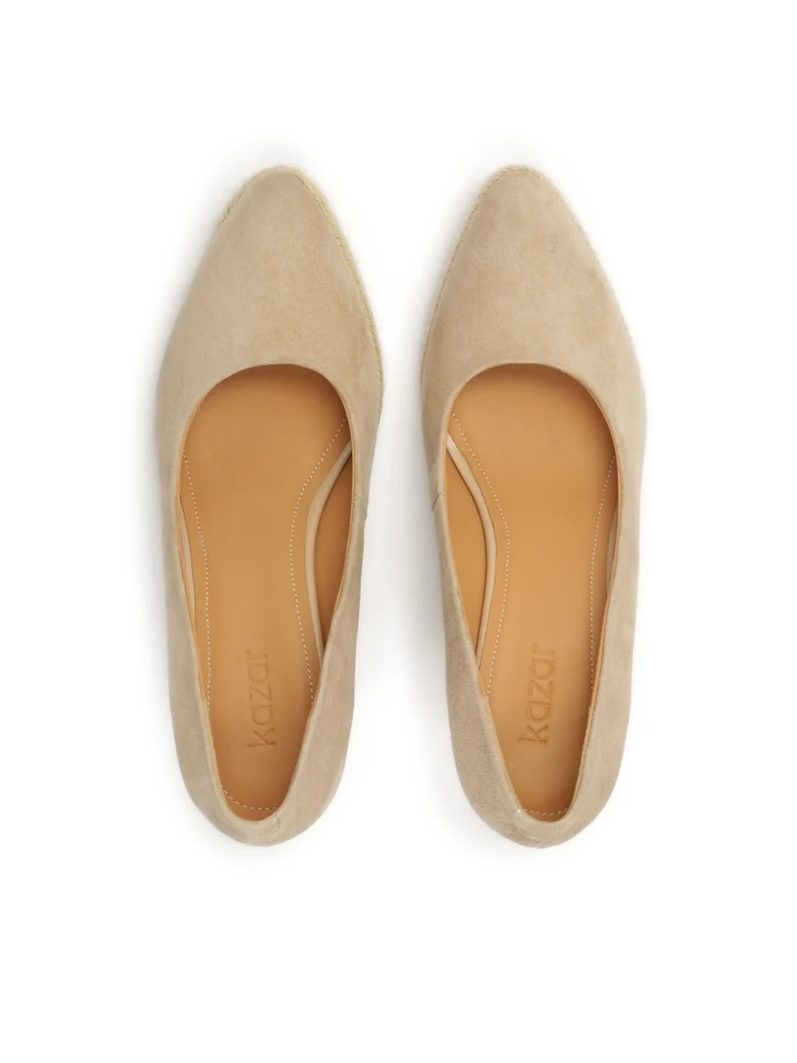 Kazar Beige Suede Pumps On A Platform Heel