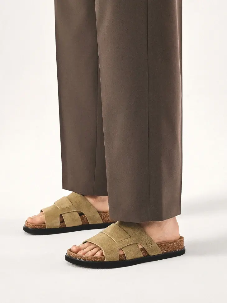 Kazar Beige Suede Slides