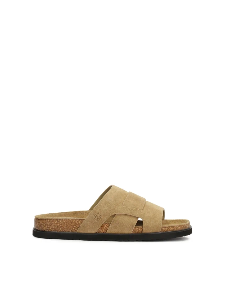 kazar Beige suede slides