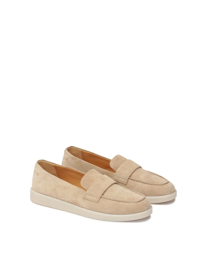 Kazar Beige Suede Slip On Casual Shoes