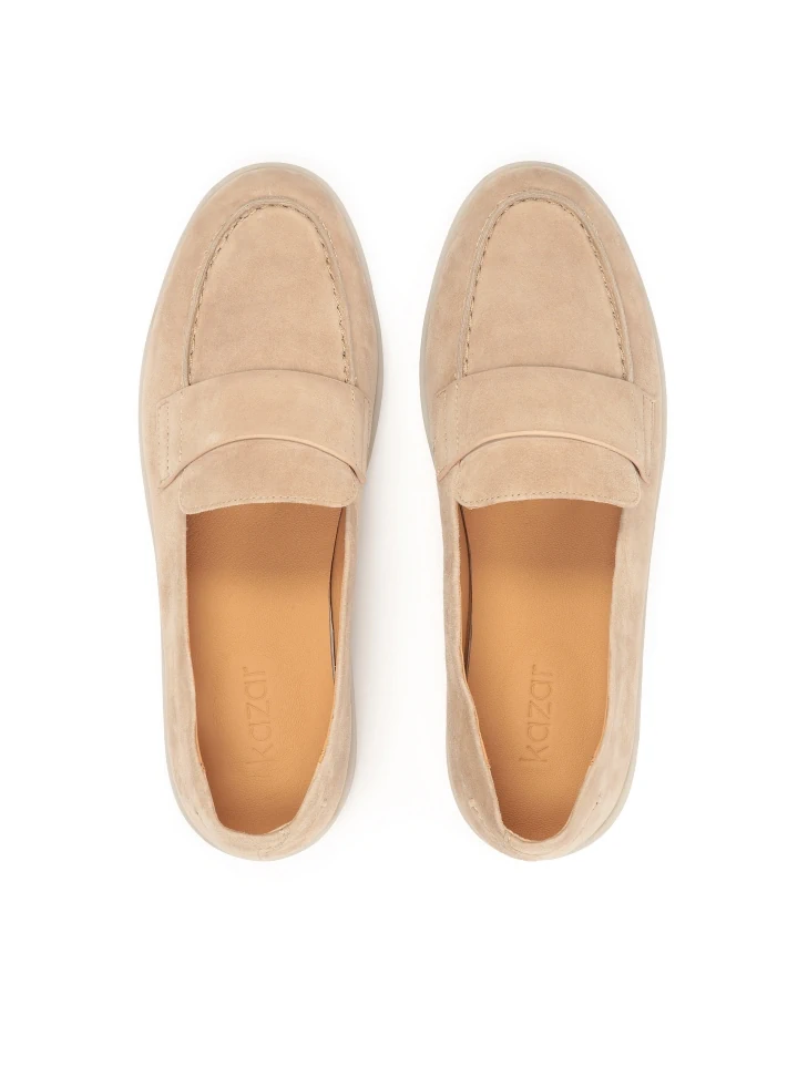 Kazar Beige Suede Slip On Casual Shoes