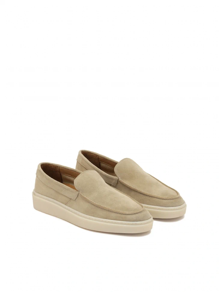 Kazar Beige Suede Slip-on Sneakers For Men