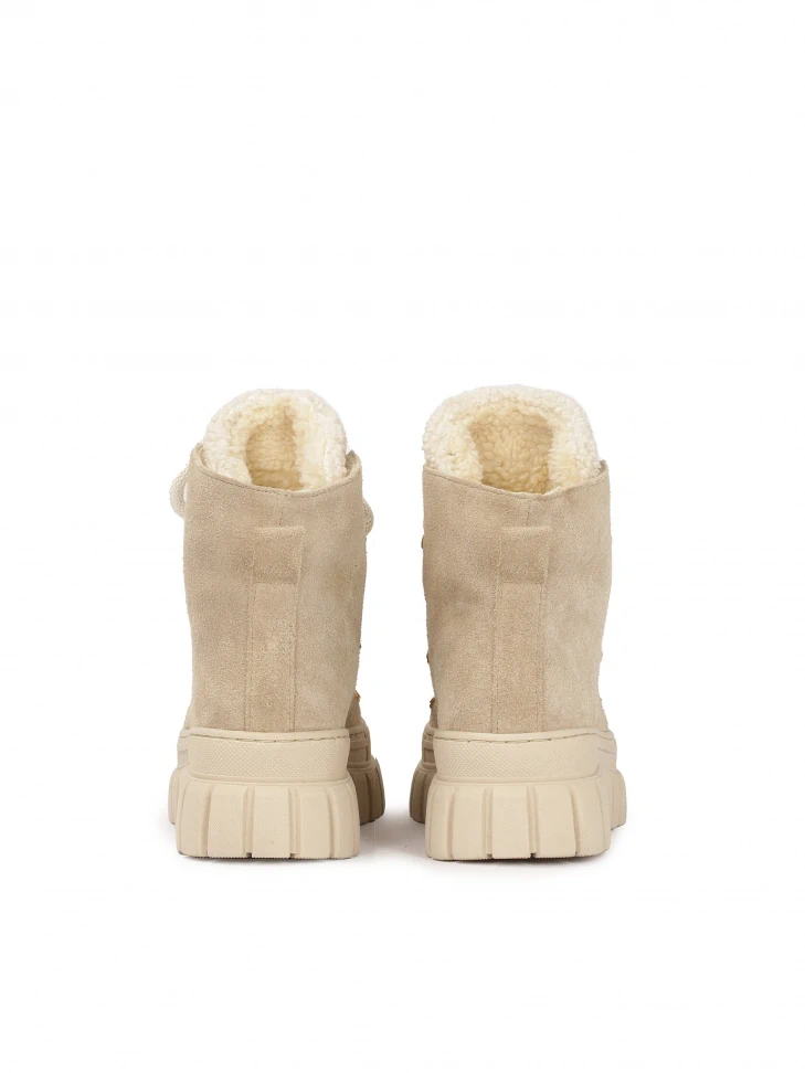 kazar Beige suede snow boots with synthetic fur