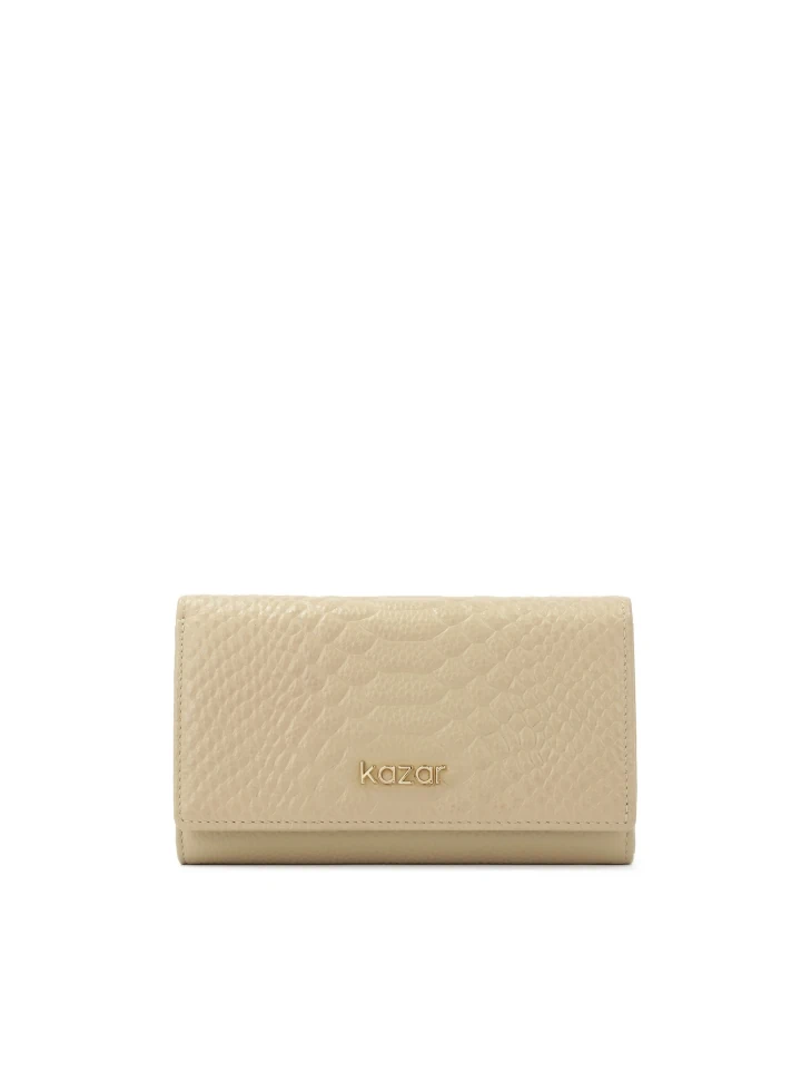 kazar Beige wallet decorated with exotic embossing