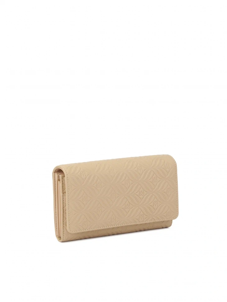 Kazar Beige Wallet With Elegant Embossed Pattern