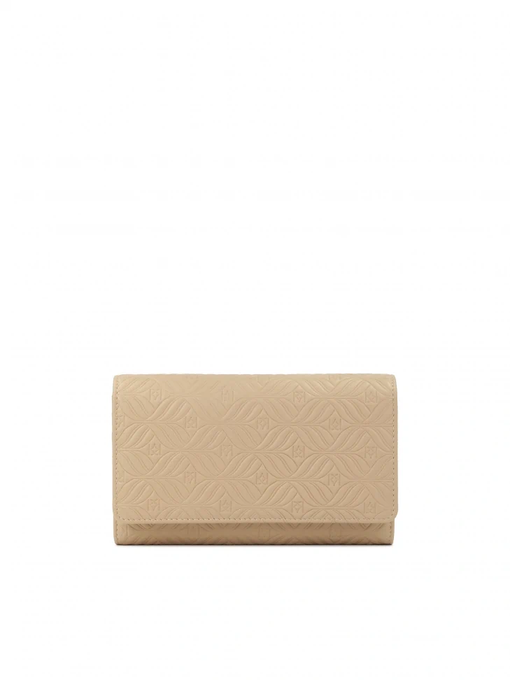 kazar Beige wallet with elegant embossed pattern