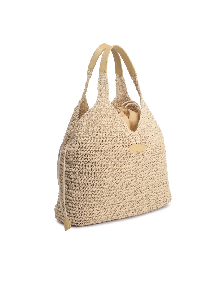 Kazar Beige Woven Raffia Bag