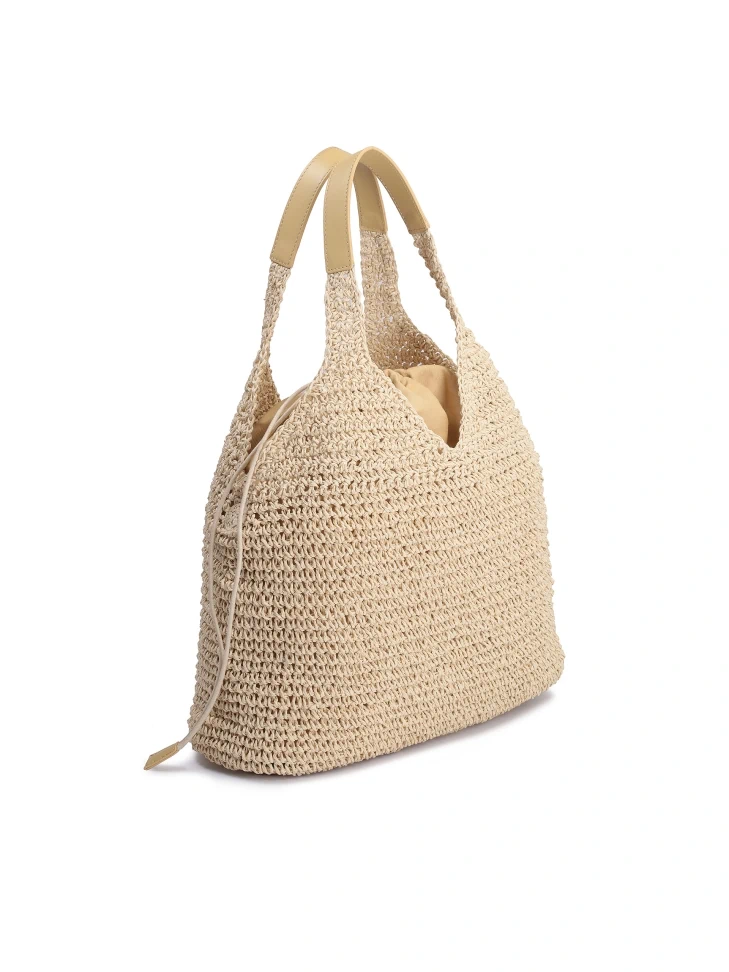 Kazar Beige Woven Raffia Bag