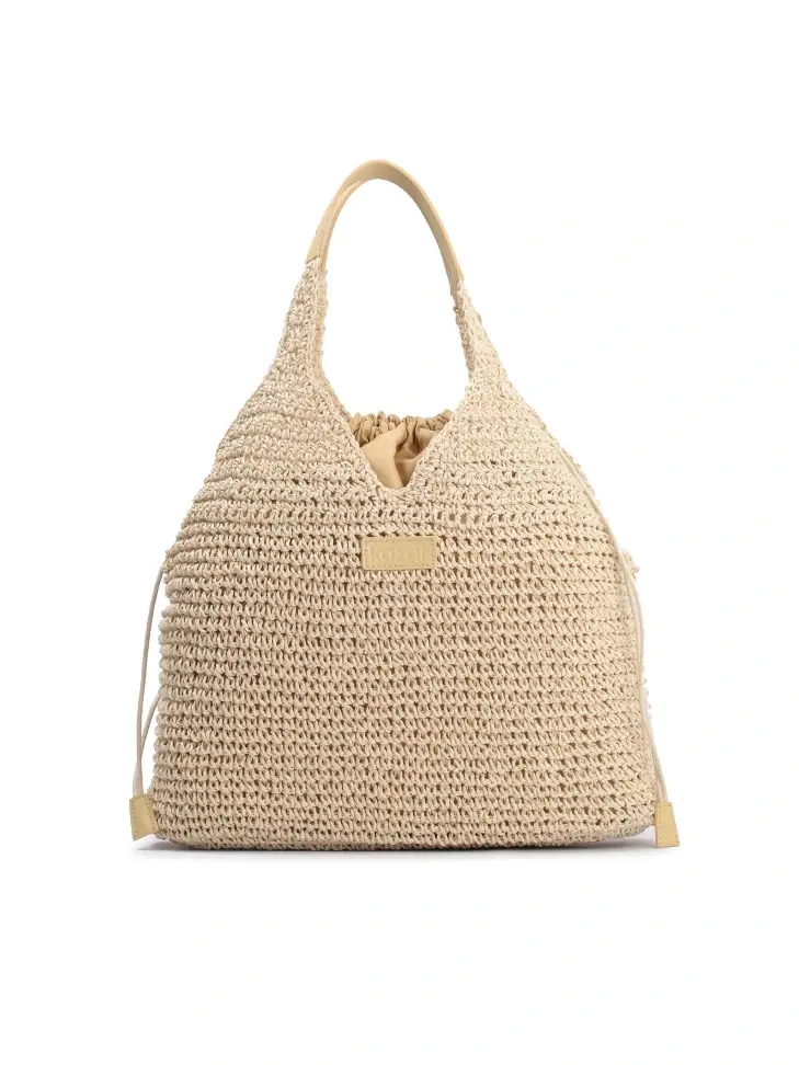 kazar Beige woven raffia bag