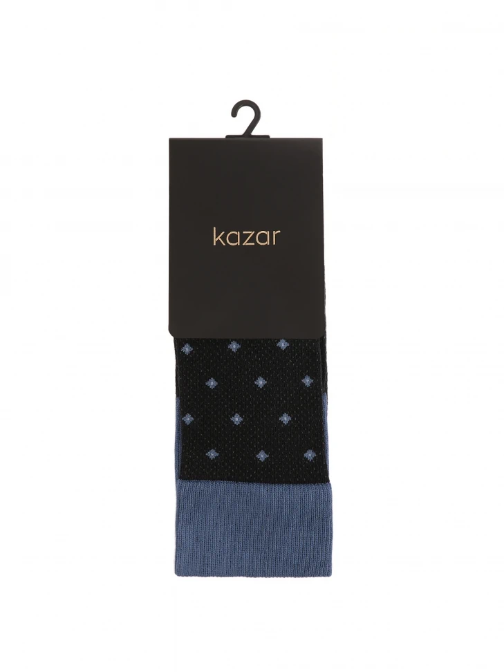 Kazar Black And Blue Socks With Small Rhomboids