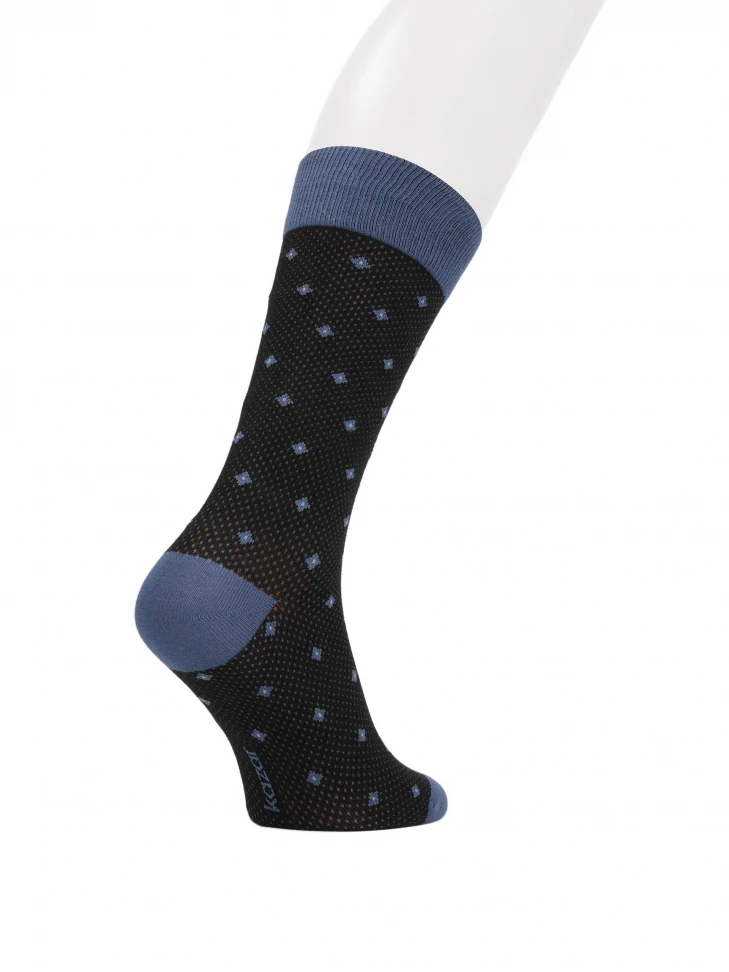 Kazar Black And Blue Socks With Small Rhomboids