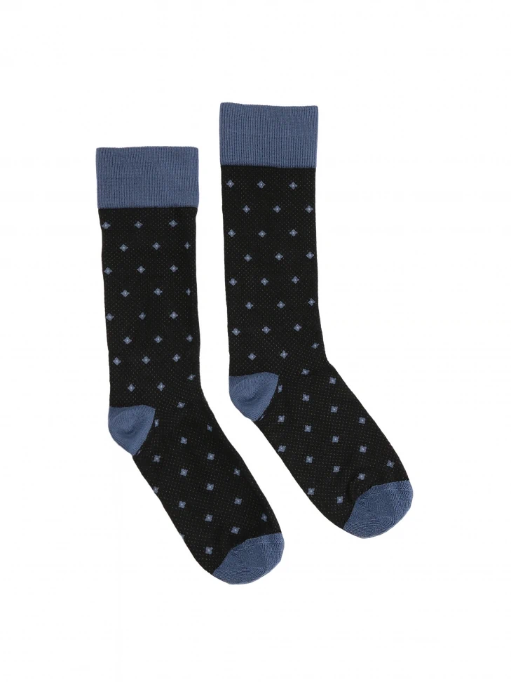 Kazar Black And Blue Socks With Small Rhomboids