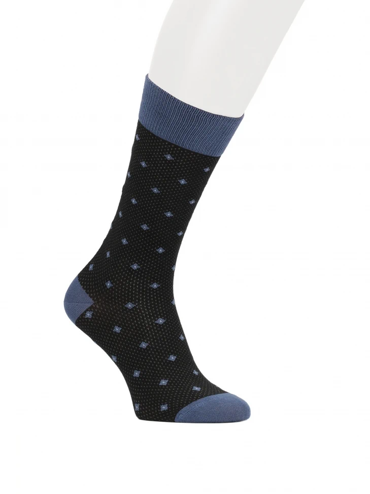 kazar Black and blue socks with small rhomboids