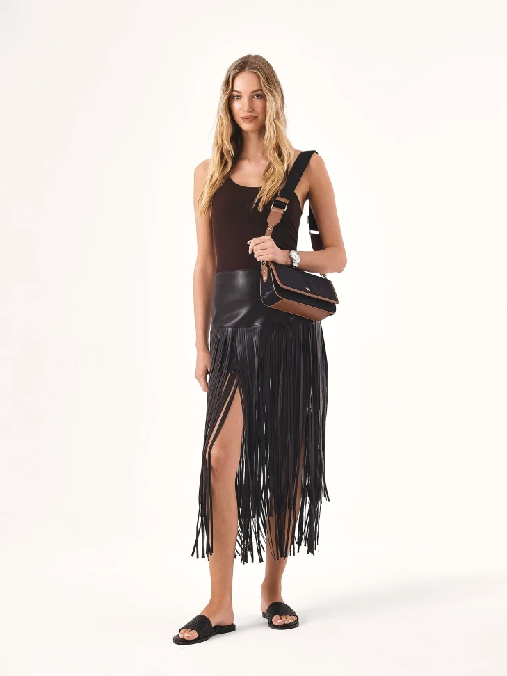 Kazar Black And Brown Handbag On A Textile Strap