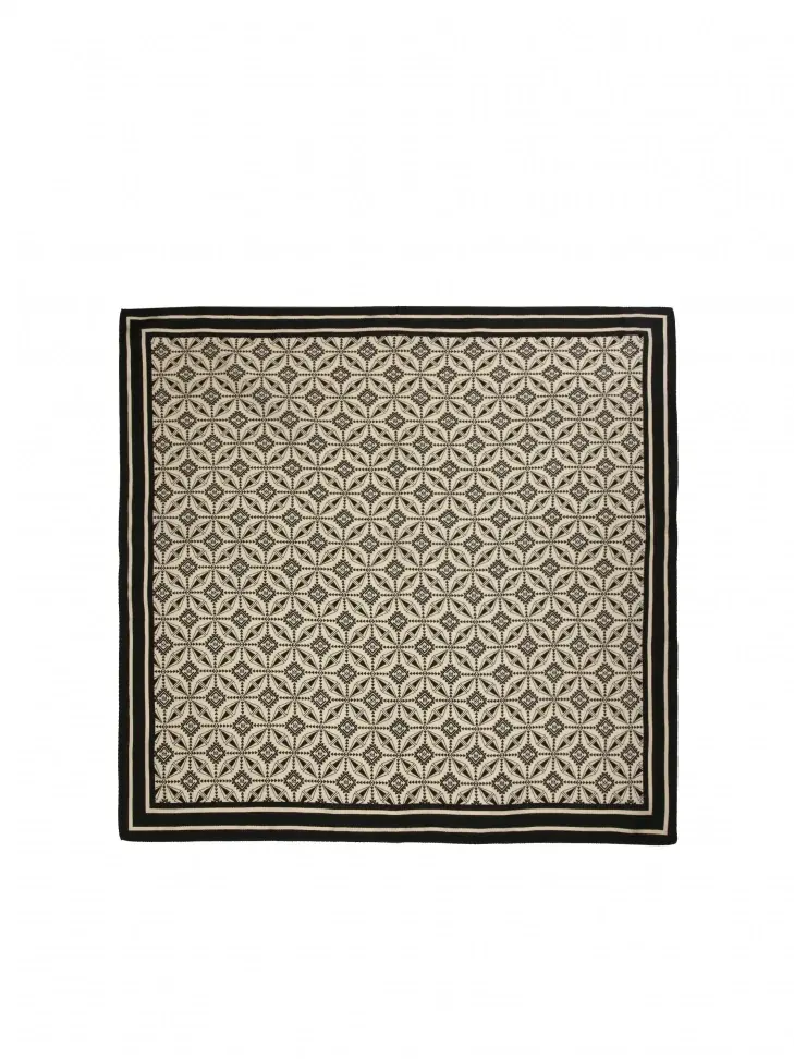 Kazar Black And Cream Silk Scarf