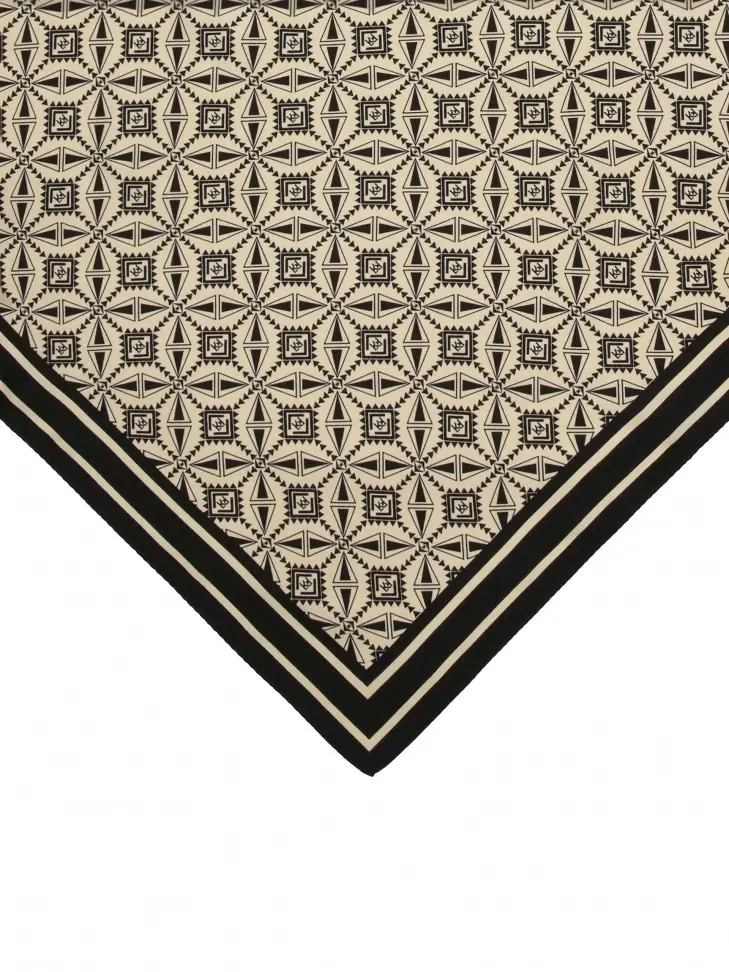 Kazar Black And Cream Silk Scarf