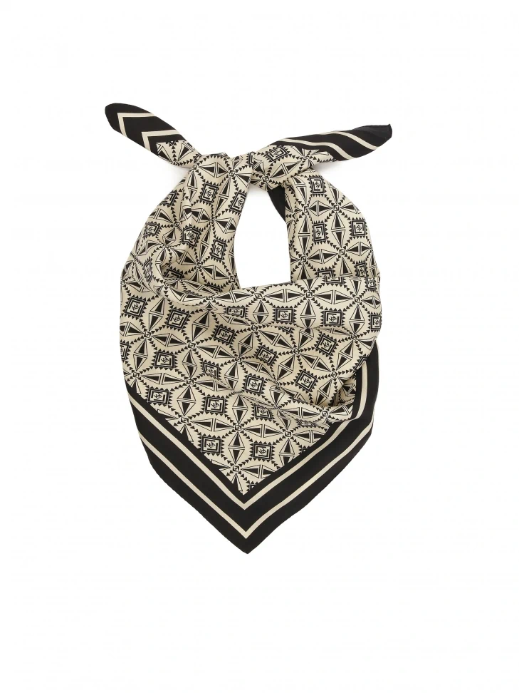 kazar Black and cream silk scarf