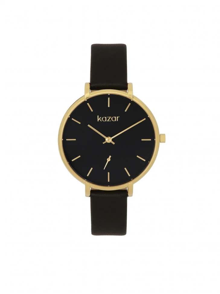 kazar Black and gold watch on a leather strap