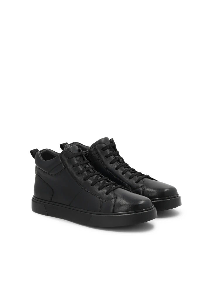 Kazar Black Ankle Sneakers In Natural Leather