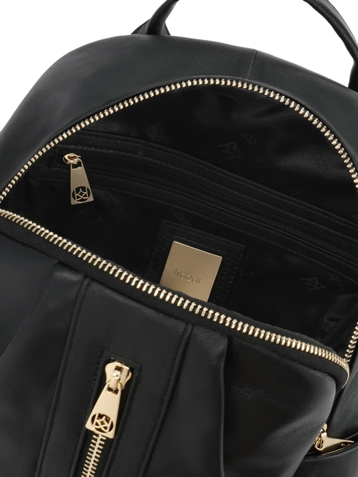 Kazar Black Backpack In Soft Natural Leather