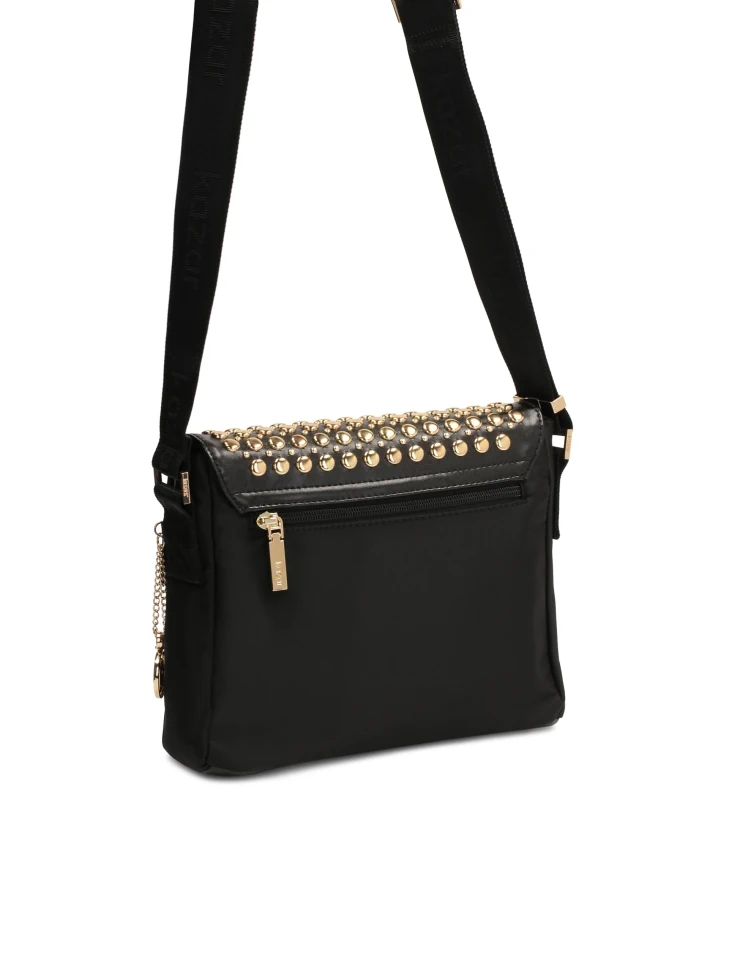 Kazar Black Bag With Metal Rivets On The Flap