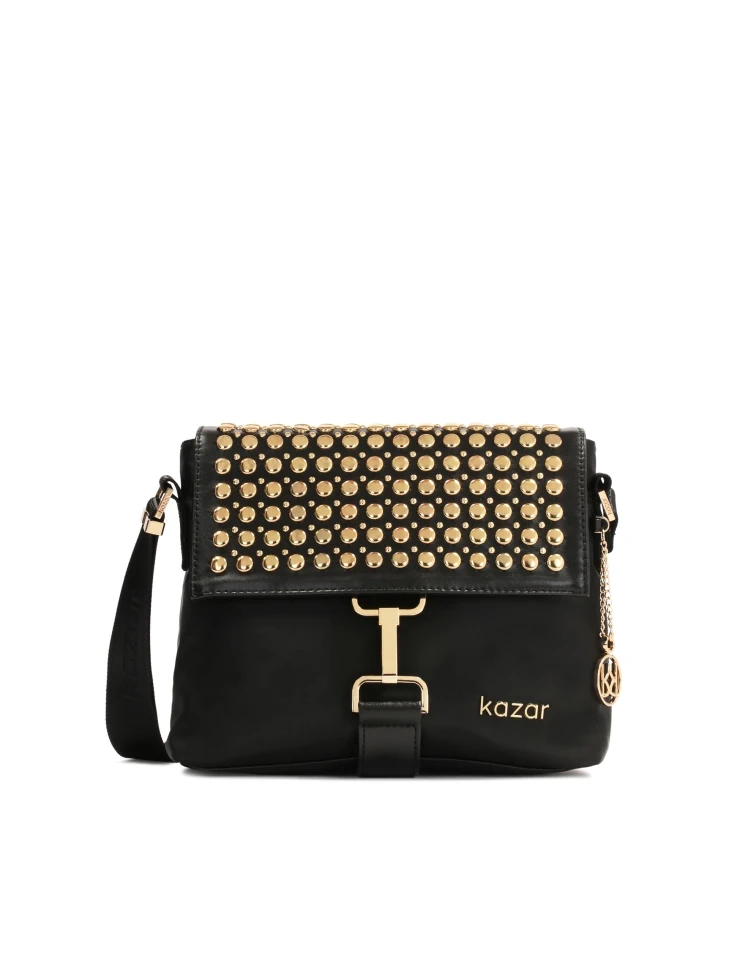 kazar Black bag with metal rivets on the flap