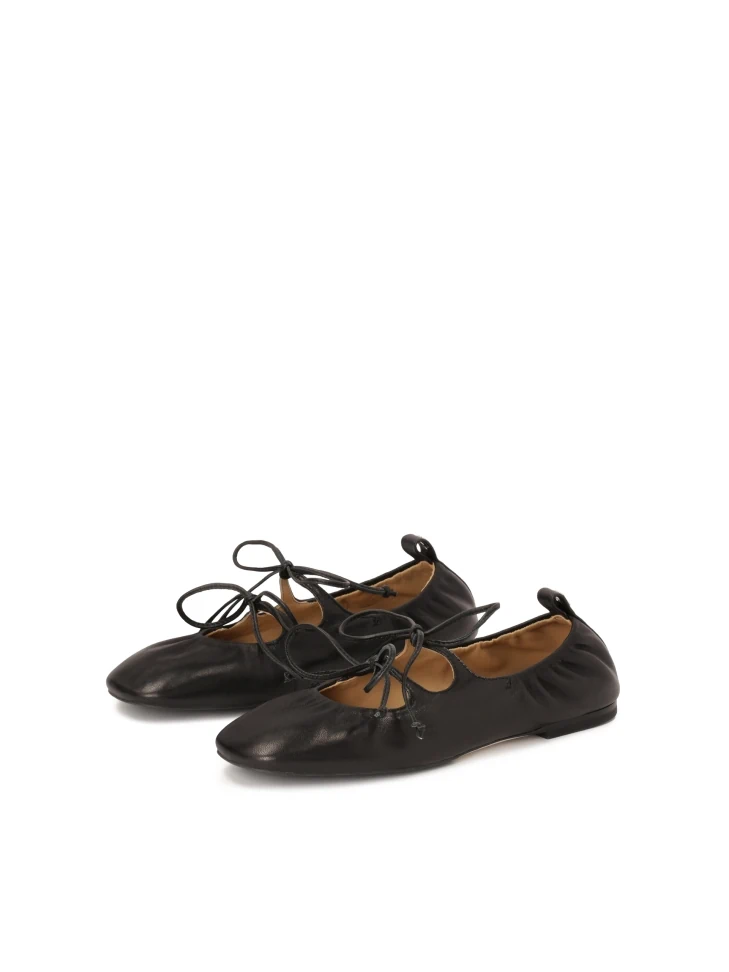 Kazar Black Ballerinas Tied With A Thong