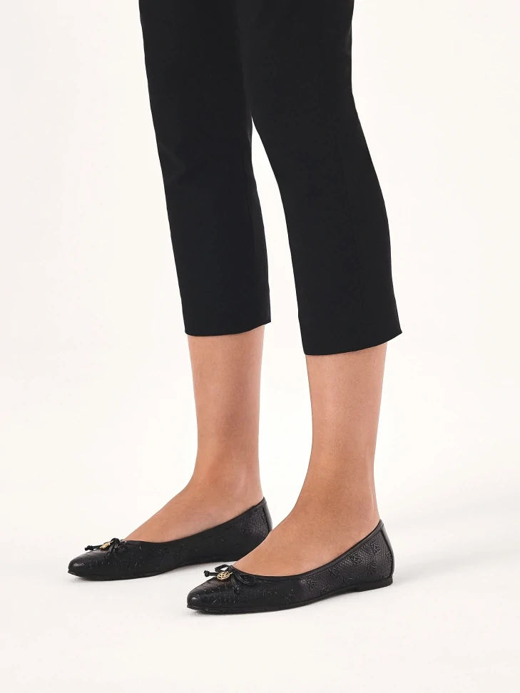Kazar Black Ballerinas With Embossed Pattern