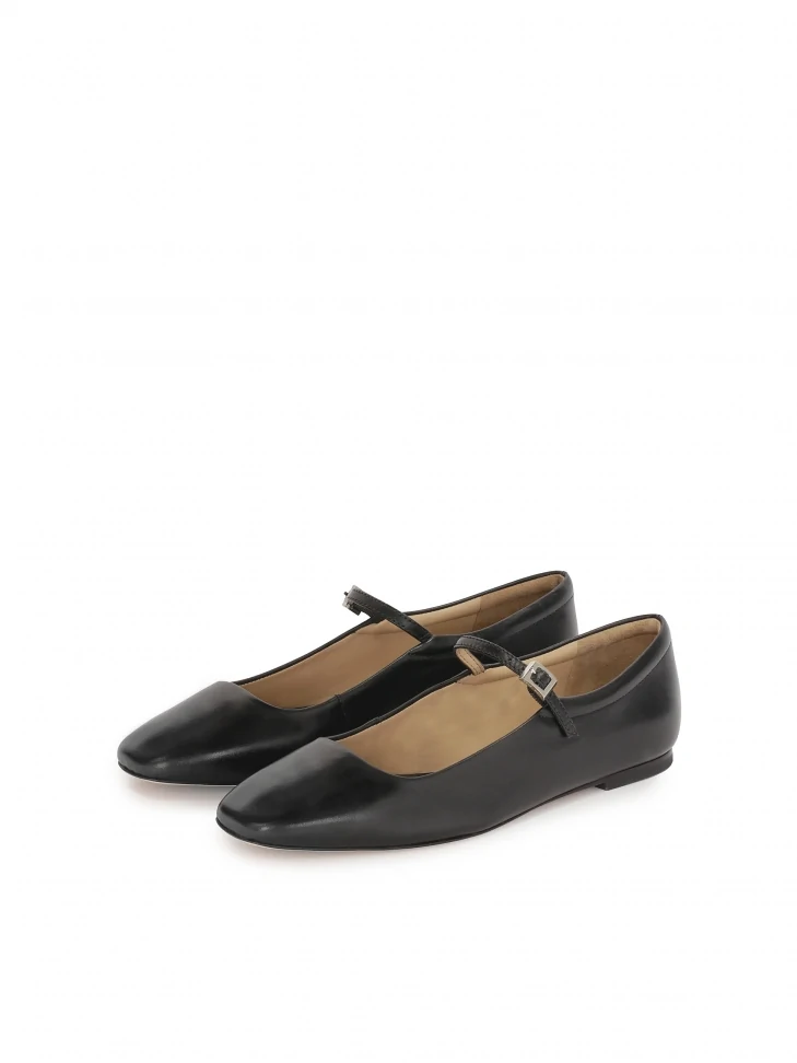 Kazar Black Ballerinas With Square Nose