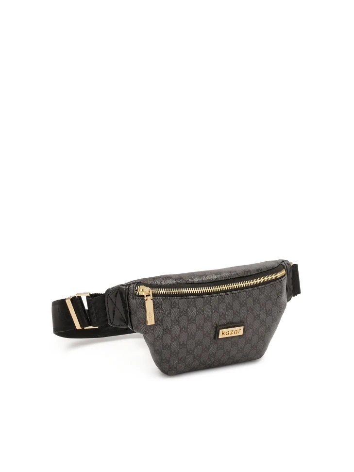Kazar Black Belt Bag With KAZAR Monograms