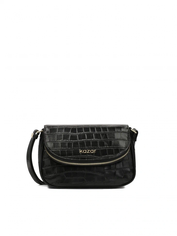 kazar Black belt handbag with flap pocket