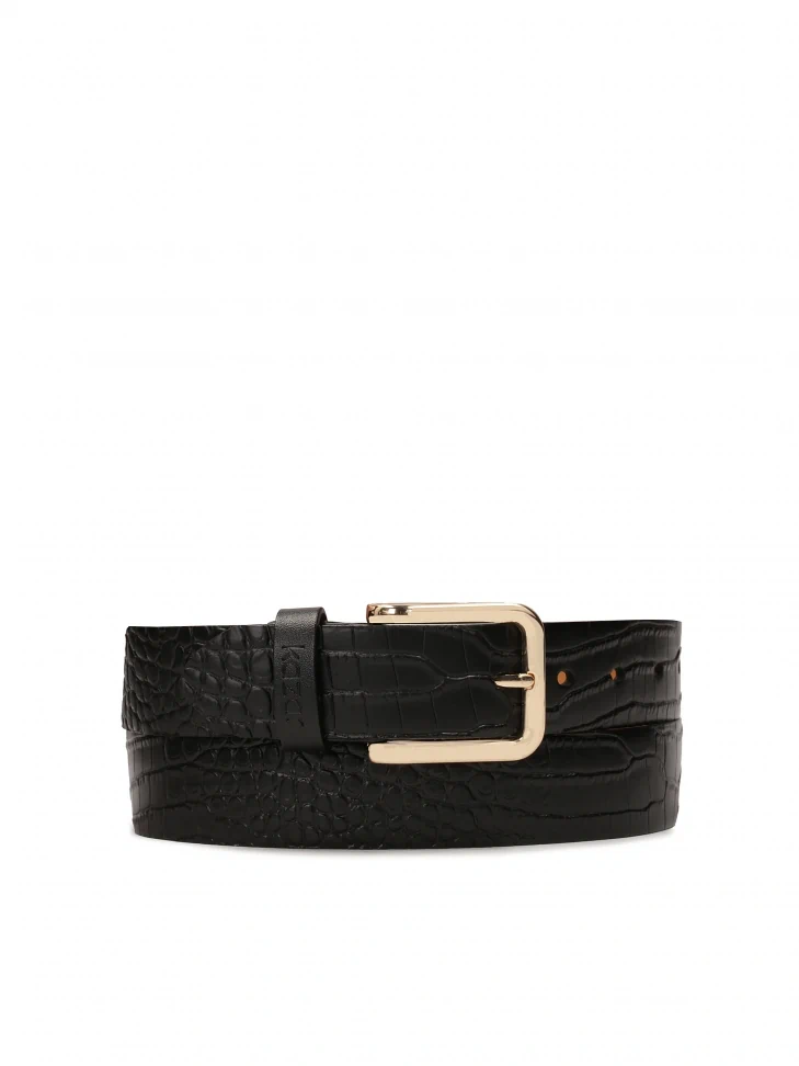 kazar Black belt with embossed kroko pattern