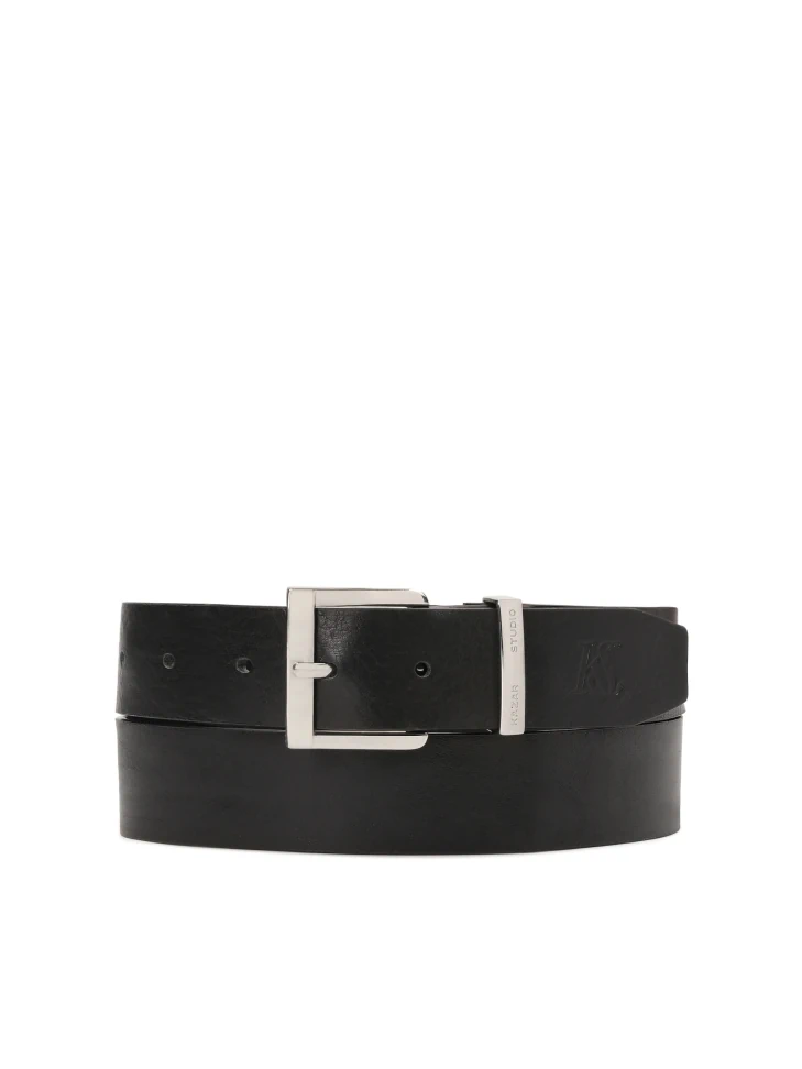 kazar Black belt with logoed silver buckle unisex
