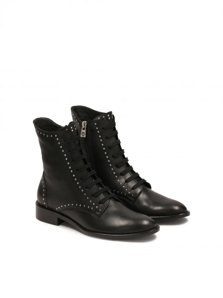 Kazar Black Boots Decorated With Rivets