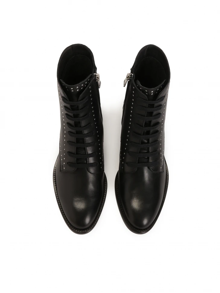 Kazar Black Boots Decorated With Rivets