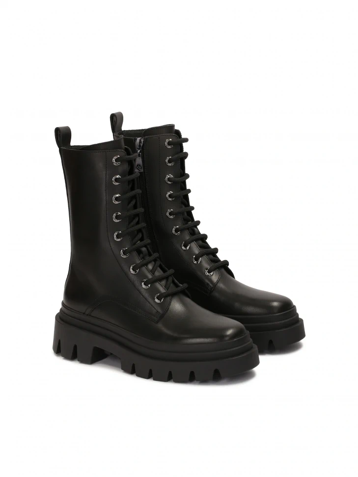 Kazar Black Boots In Military Style