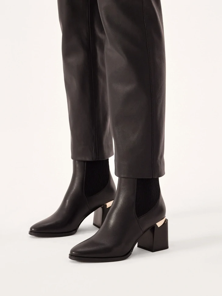 Kazar Black Boots With A Wide Decorated Heel