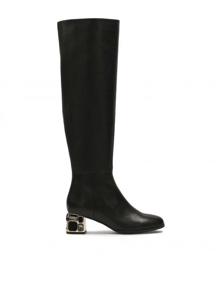 kazar Black boots with decorated heel