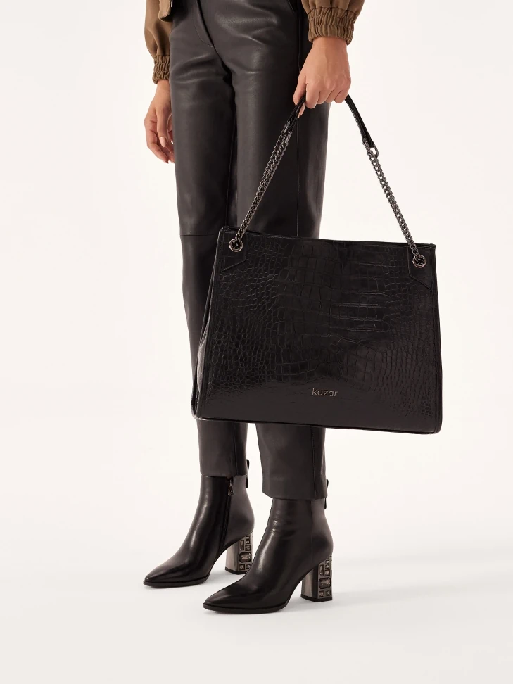 Kazar Black Boots With Decorative Heel