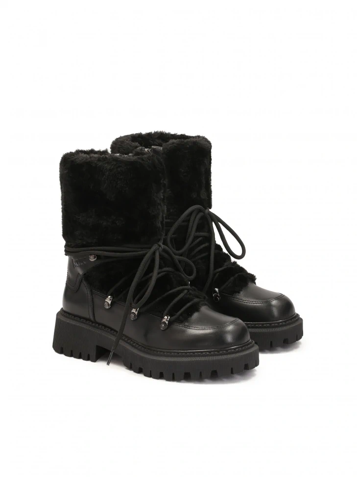 Kazar Black Boots With Fur Upper