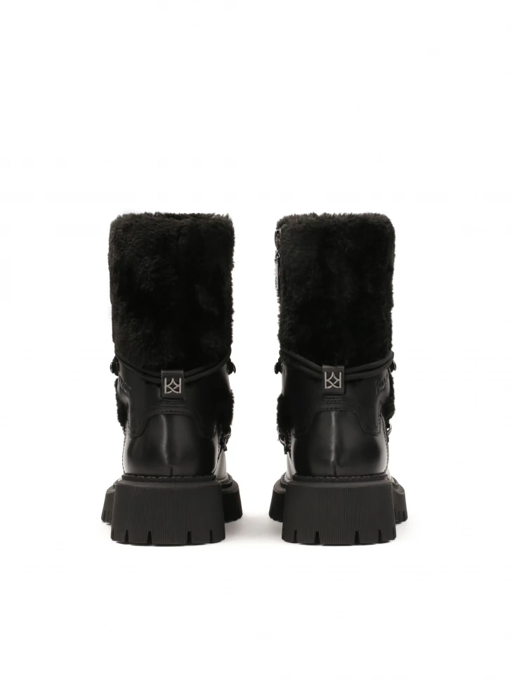 Kazar Black Boots With Fur Upper